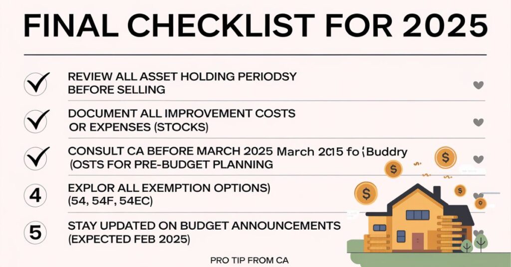 Final Checklist for Capital Gains Tax India 2025