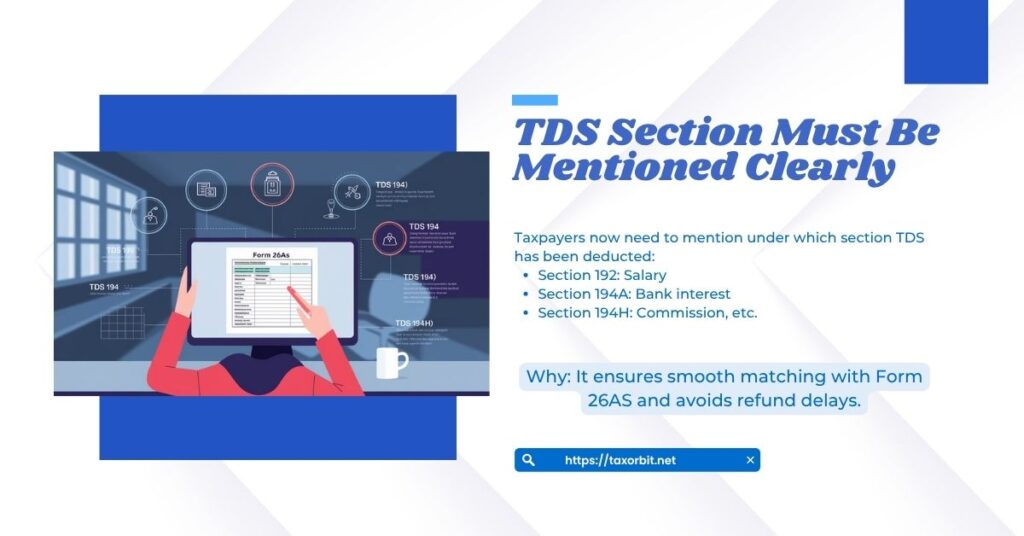 ITR-1 and ITR-4 changes AY 2025–26: TDS Section Must Be Mentioned Clearly